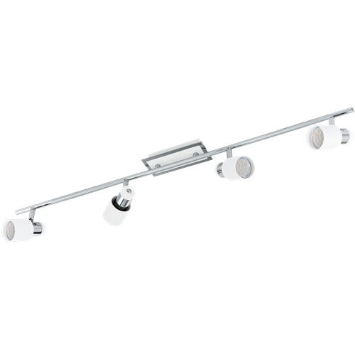 Davida LED Spotlampe i metal Krom og Hvid, 4x5W LED GU10, længde 78 cm, bredde 7 cm.